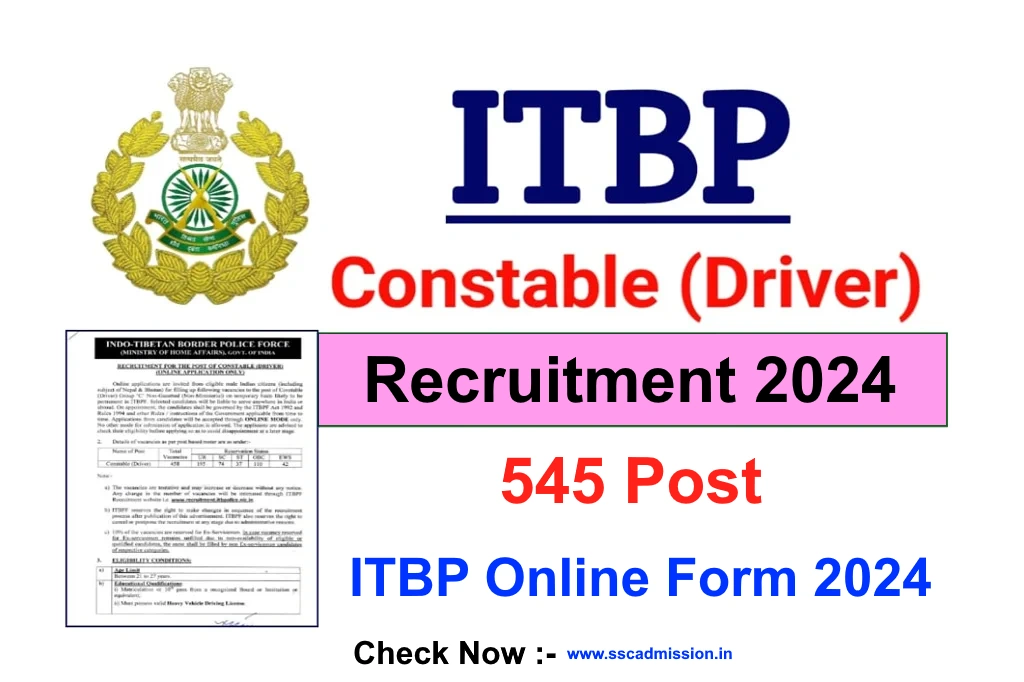 ITBP Constable Driver Recruitment 2024